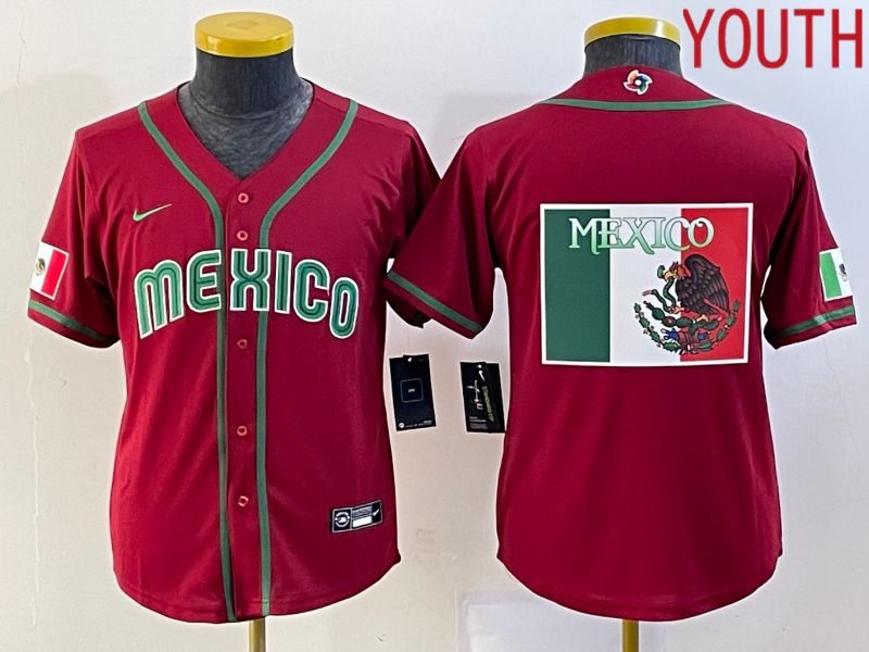 Youth 2023 World Cub Mexico Blank Red Nike MLB Jersey15->women mlb jersey->Women Jersey